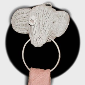 elephant wicker towel ring